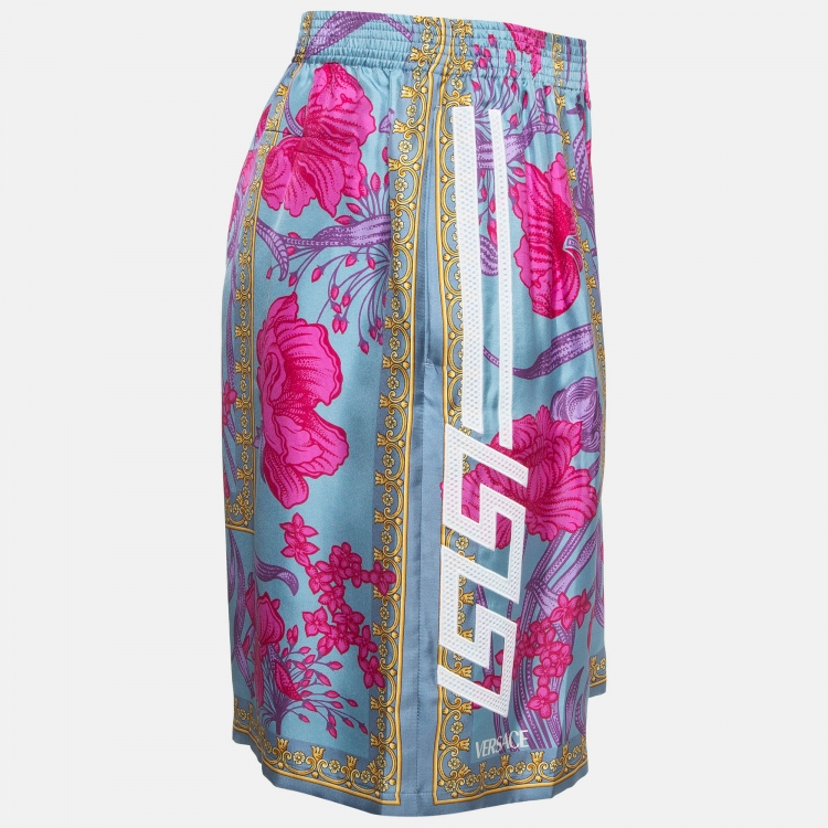 Pre Owned Versace Multicolor Printed Silk Shorts M