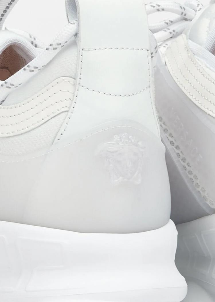 Pre Owned Versace White Chain Reaction Sneakers Size EU 40.5