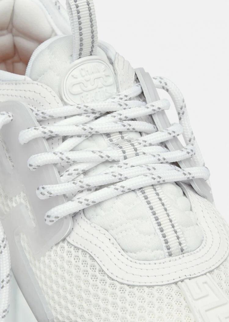 Pre Owned Versace White Chain Reaction Sneakers Size EU 40.5