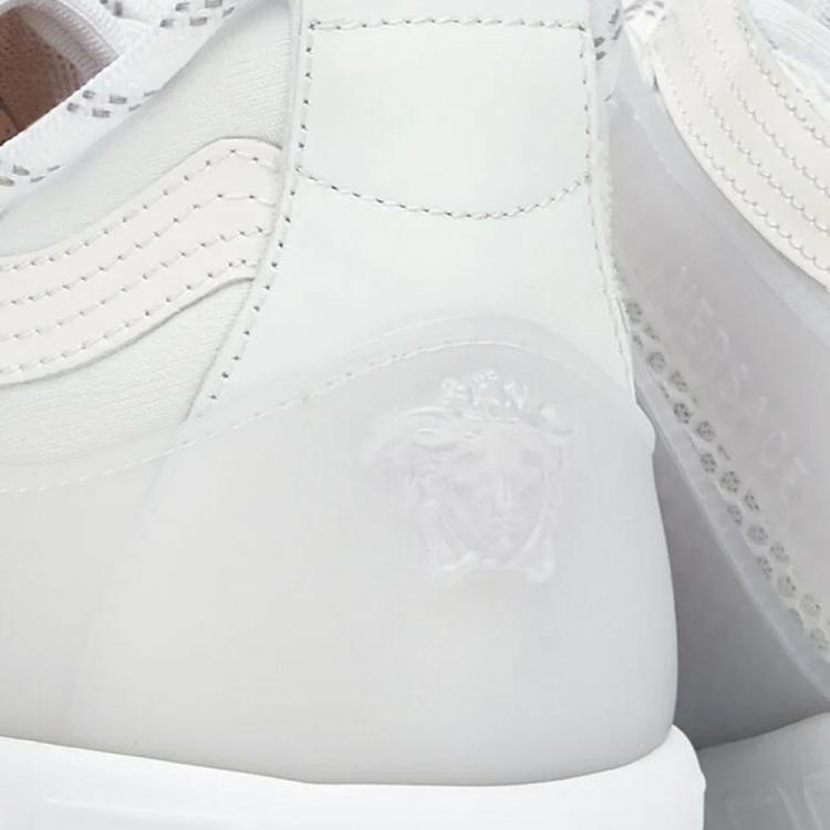 Pre Owned Versace White Chain Reaction Sneakers Size EU 41.5