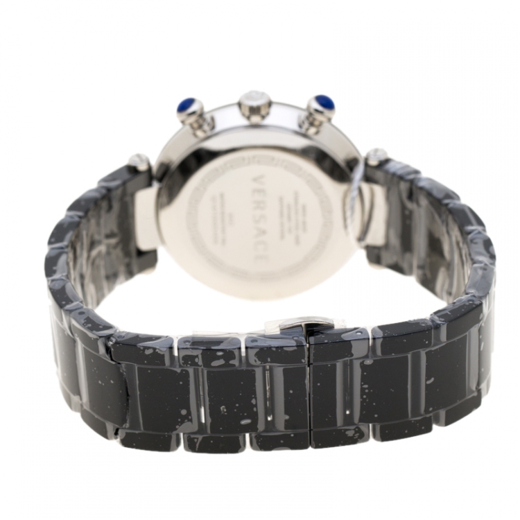 Pre Owned Versace Black Stainless Steel Ceramic Reve 95C Women's Wristwatch 40 mm