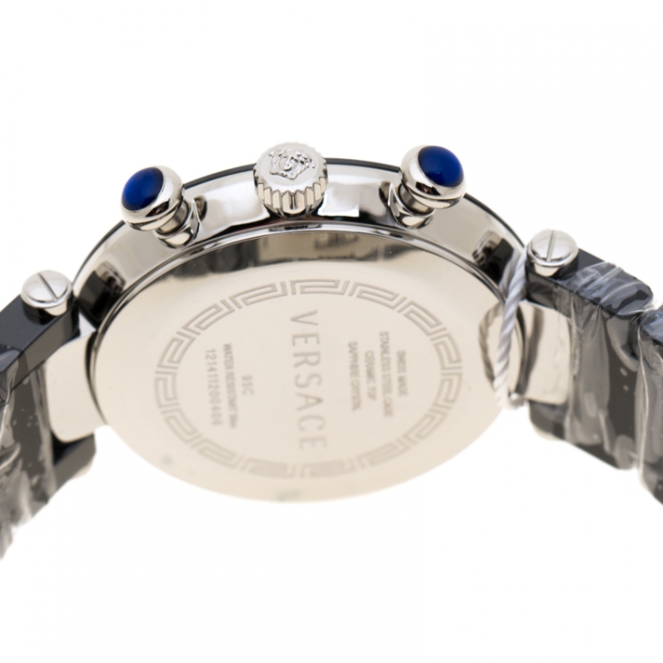 Pre Owned Versace Black Stainless Steel Ceramic Reve 95C Women's Wristwatch 40 mm
