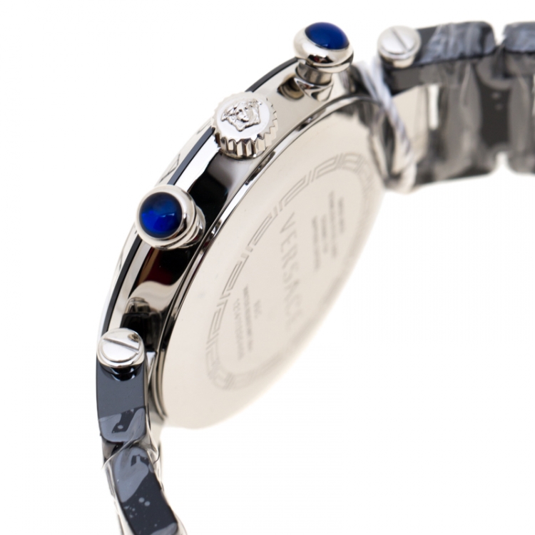 Pre Owned Versace Black Stainless Steel Ceramic Reve 95C Women's Wristwatch 40 mm