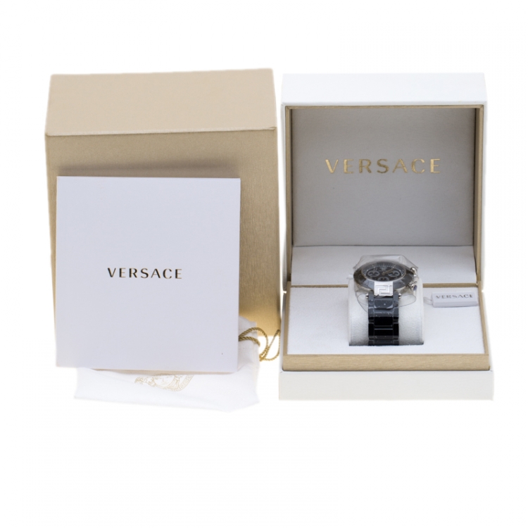 Pre Owned Versace Black Stainless Steel Ceramic Reve 95C Women's Wristwatch 40 mm