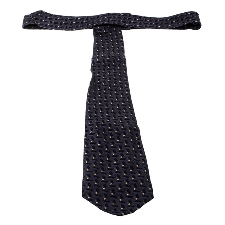 Pre Owned Gianni Versace Vintage Purple Patterned Silk Jacquard Traditional Tie