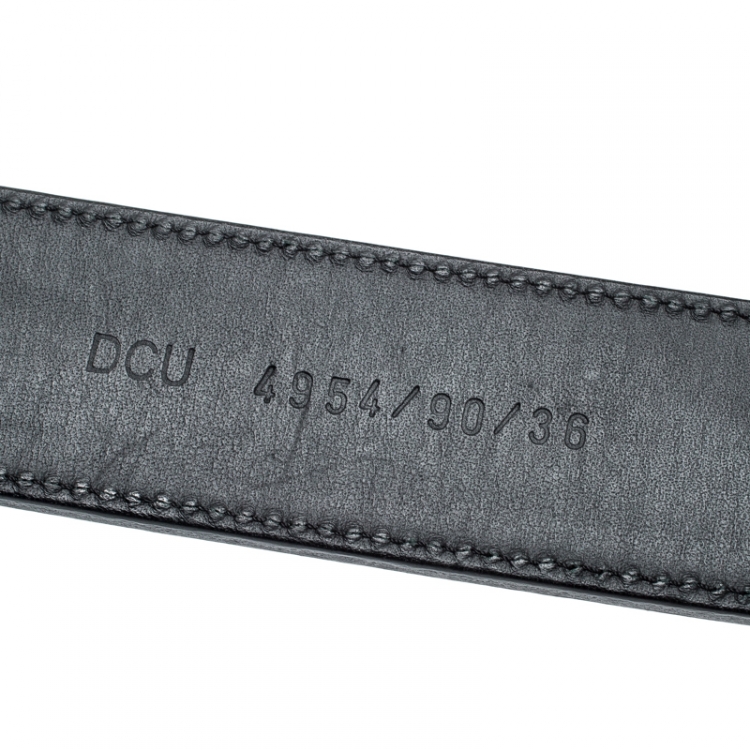 Pre Owned Versace Black Leather Medusa Buckle Belt 90CM