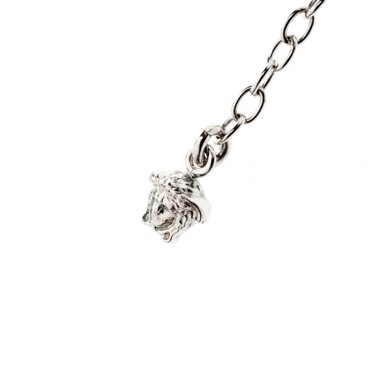 Pre Owned Versace Medusa Silver Tone Tag Pendant Necklace