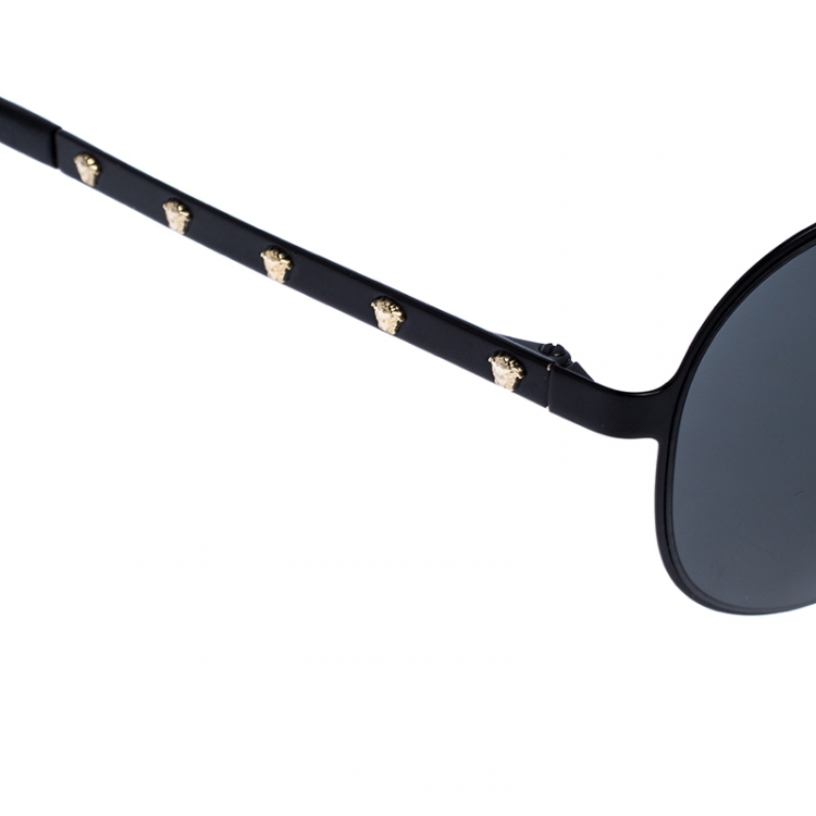 Pre Owned Versace Black MOD.2189 Aviator Sunglasses