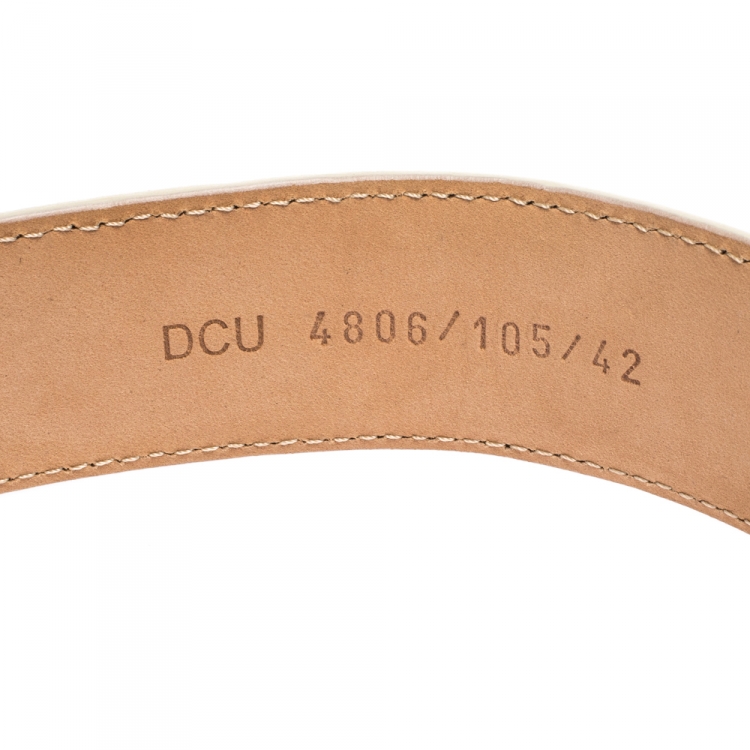 Pre Owned Versace White Leather Medusa Belt 105CM