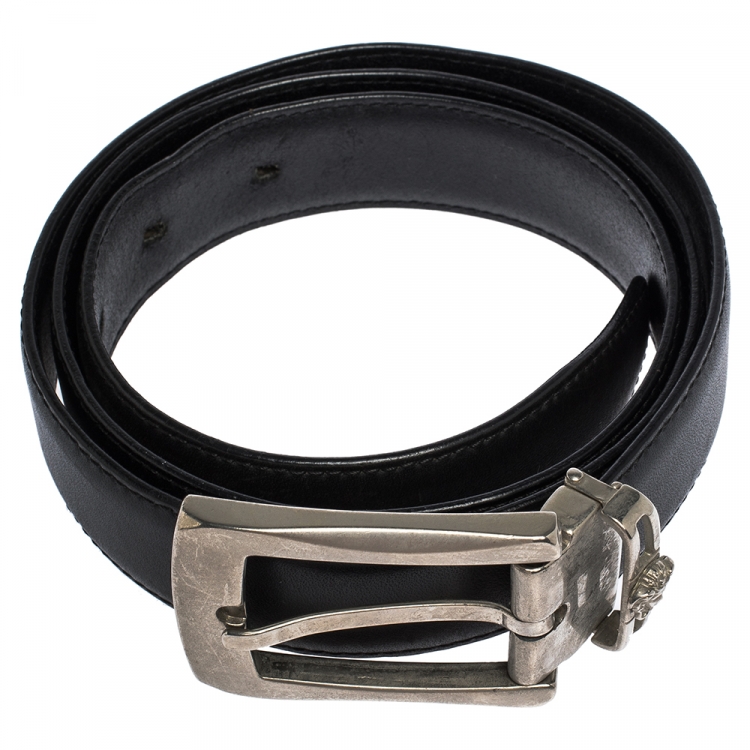 Pre Owned Versace Black Leather Belt 115CM