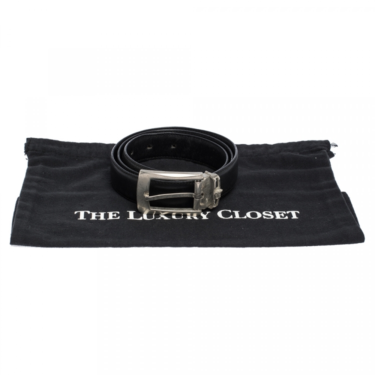 Pre Owned Versace Black Leather Belt 115CM