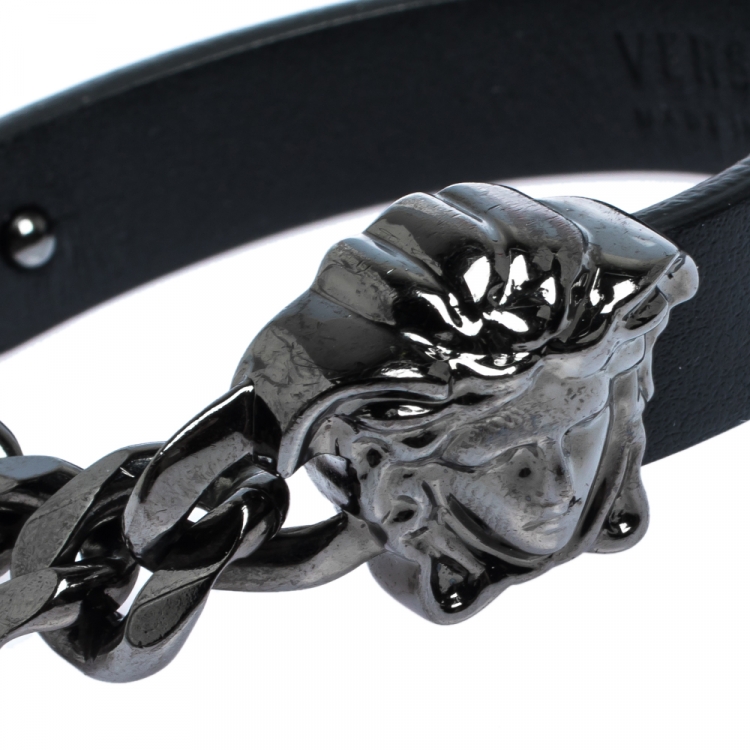 medusa chain leather bracelet