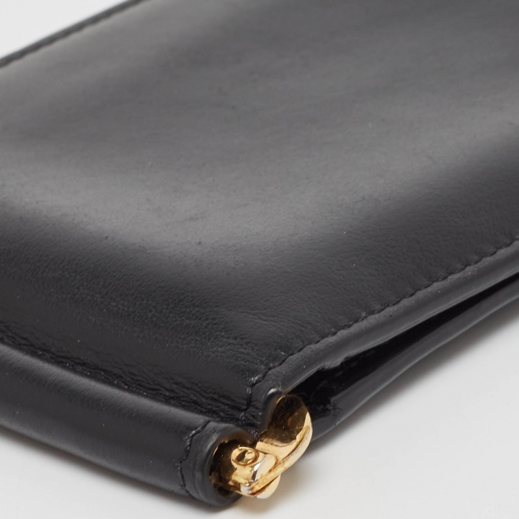 Pre Owned Versace Black Leather Medusa Money Clip Wallet