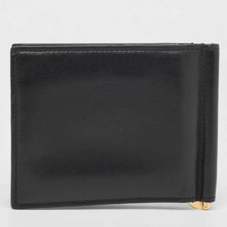 Pre Owned Versace Black Leather Medusa Money Clip Wallet