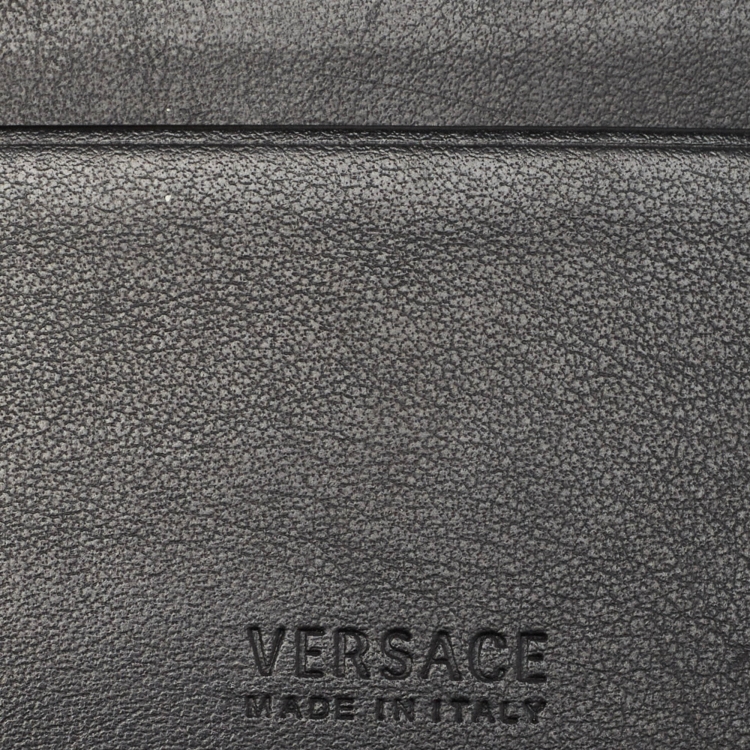 Pre Owned Versace Black Leather Medusa Money Clip Wallet
