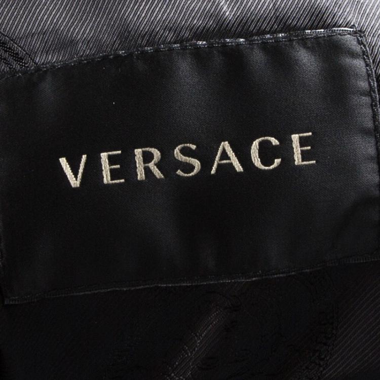 Pre Owned Versace Black Cotton Paint Stripe Detail Tailor Made Blazer XXL