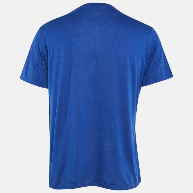 Pre Owned Versace Blue Medusa Print Cotton T-Shirt XL
