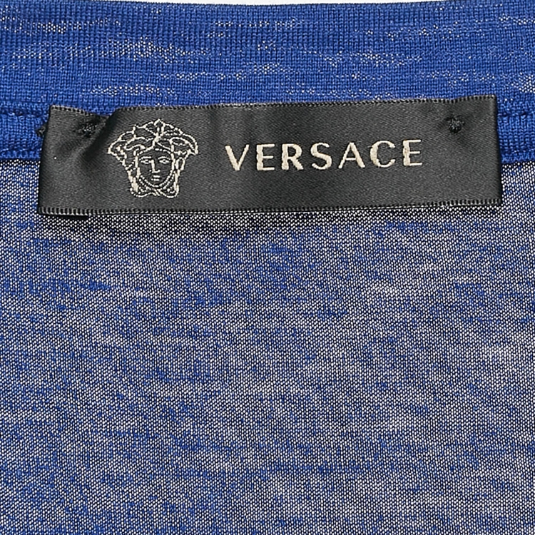 Pre Owned Versace Blue Medusa Print Cotton T-Shirt XL