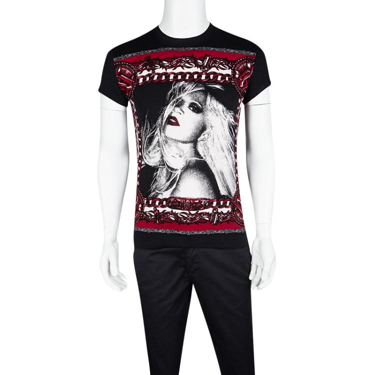 Gianni Versace Black Donatella Print Crew Neck T-Shirt M Versace