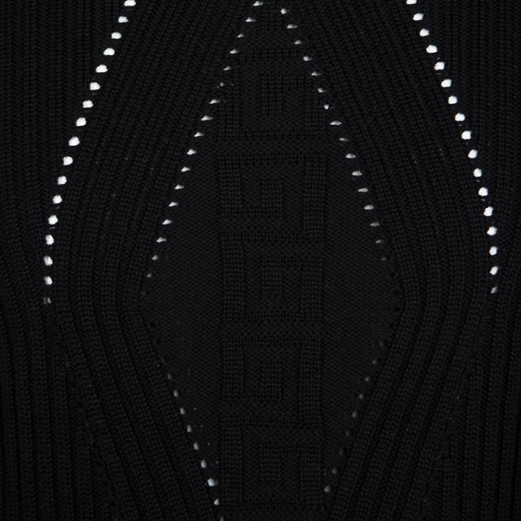 Pre Owned Gianni Versace Black Wool Ribbed Turtle Neck Sweater L