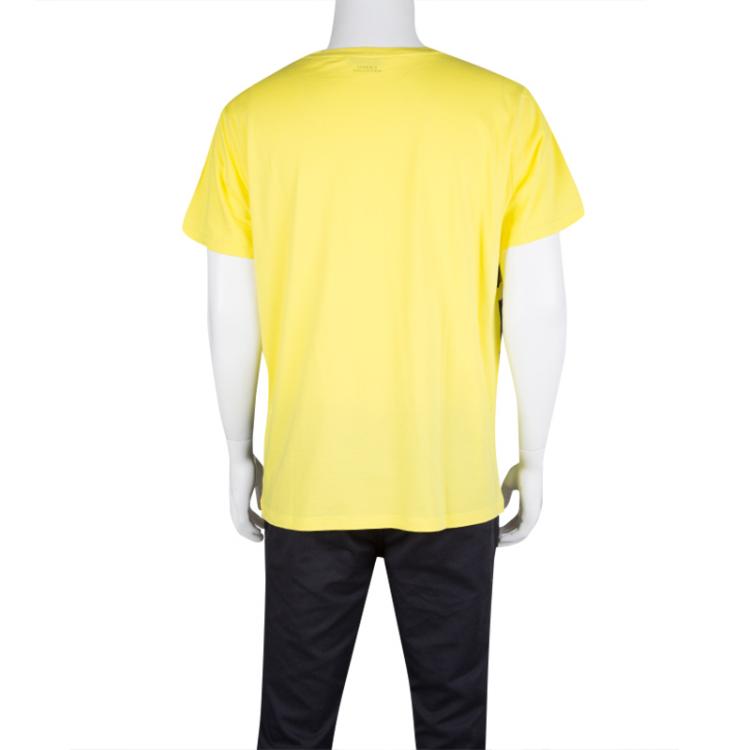 Pre Owned Versace Collection Yellow Camouflage Print Short Sleeve Cotton T-Shirt XXL