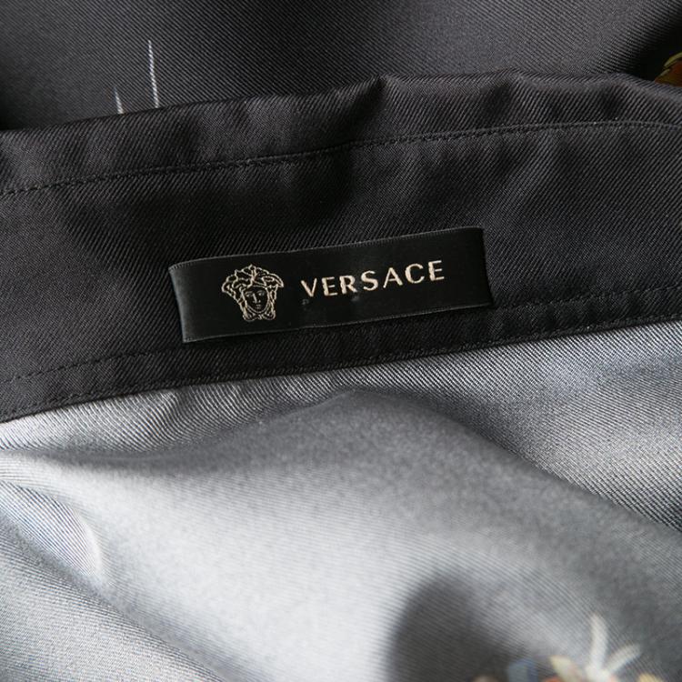 Pre Owned Versace Black Native American Printed Silk Long Sleeve Shirt XXL