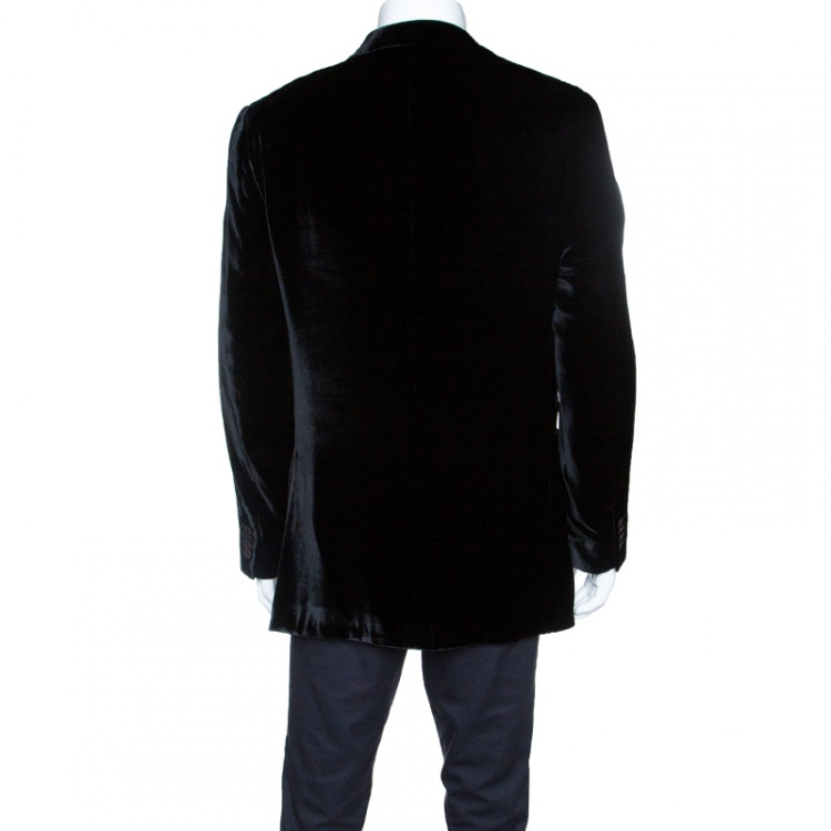Pre Owned Versace Black Velvet Tailored Blazer XXL