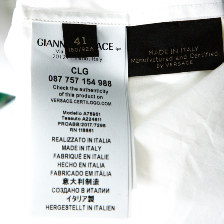 Pre Owned Versace White Cotton Miami Print Short Sleeve Shirt L 