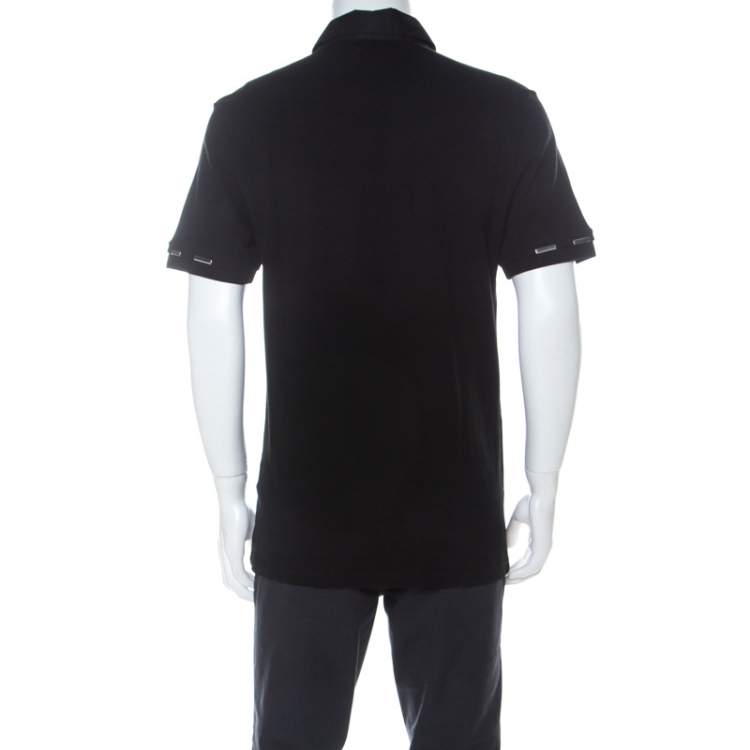Pre Owned Versace Collection Black Cotton Pique Short Sleeve Polo T- Shirt XL