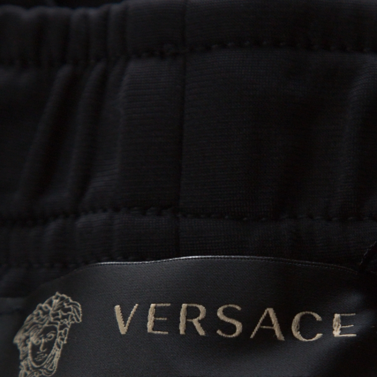 مملوكة مسبقًا Versace Black Logo Embroidered Elasticized Waist Track Pants M