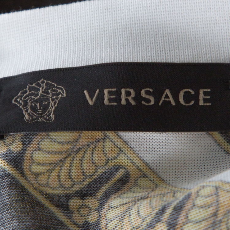 Pre Owned Versace White Cotton Baroque Print T-Shirt M