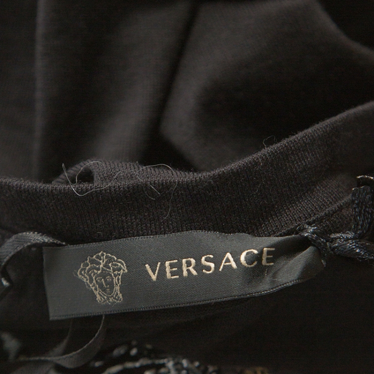 Pre Owned Versace Black Cotton Double Faced Medusa T-Shirt 4XL