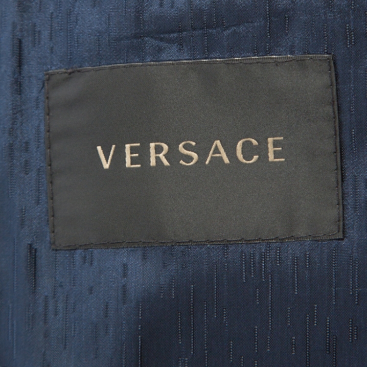 Pre Owned Versace Navy Blue Wool Blazer M