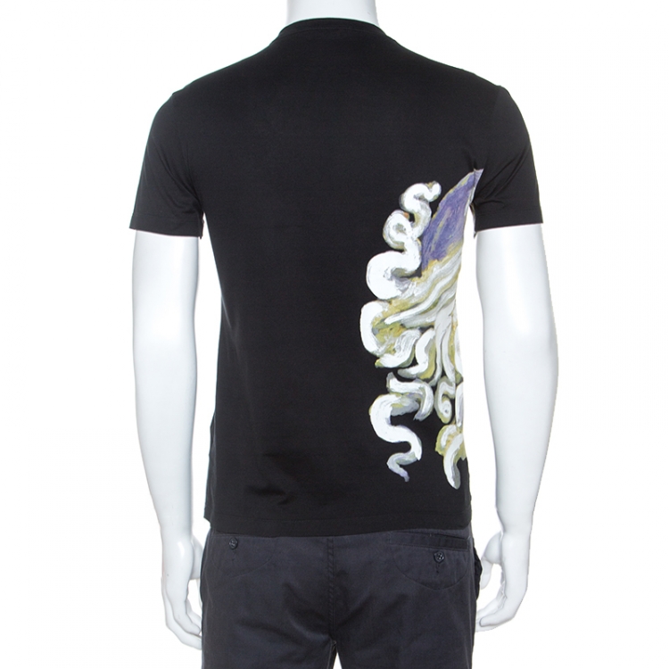 Pre Owned Versace Black Medusa Painted Cotton Short Sleeve T-Shirt XS