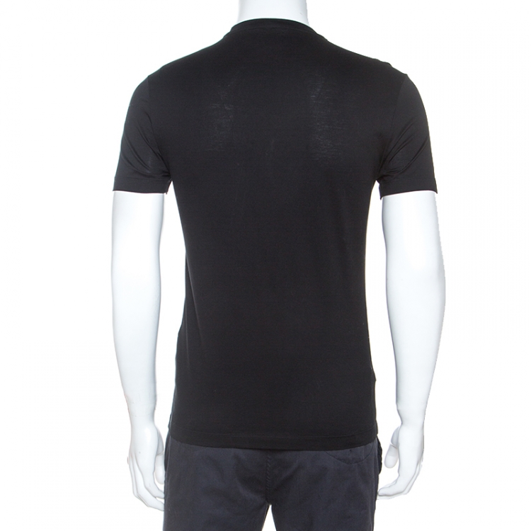 Pre Owned Versace Black Cotton Logo Embroidered And Embellished T-Shirt XS