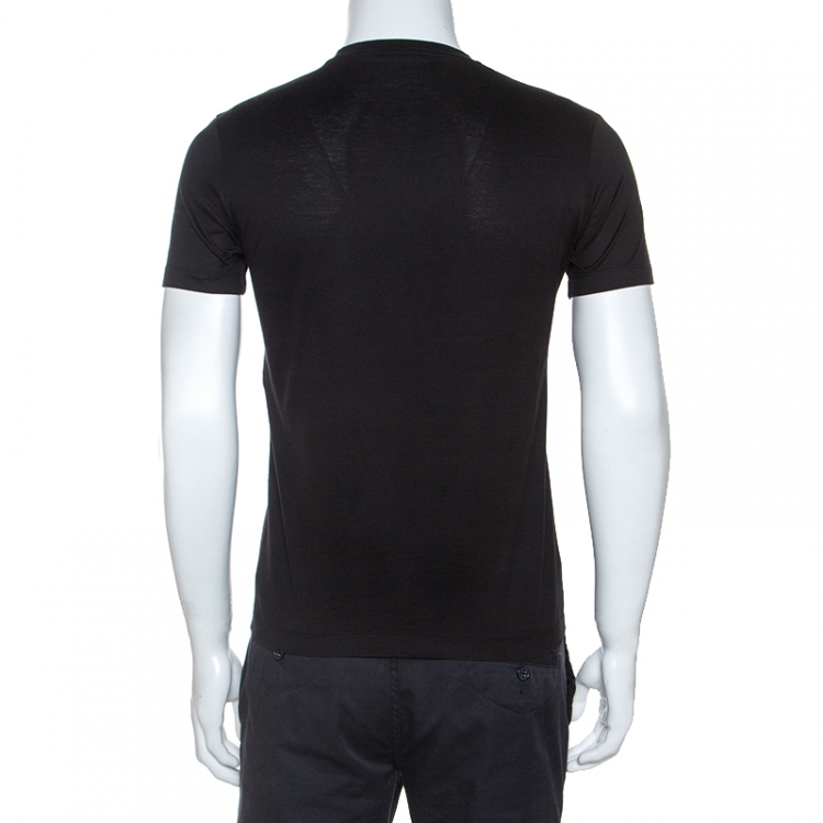 Pre Owned Versace Black Medusa Motif Embroidered Cotton Short Sleeve T-Shirt S  