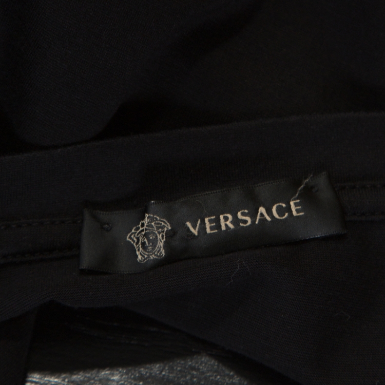 Pre Owned Versace Black Medusa Motif Embroidered Cotton Short Sleeve T-Shirt S  