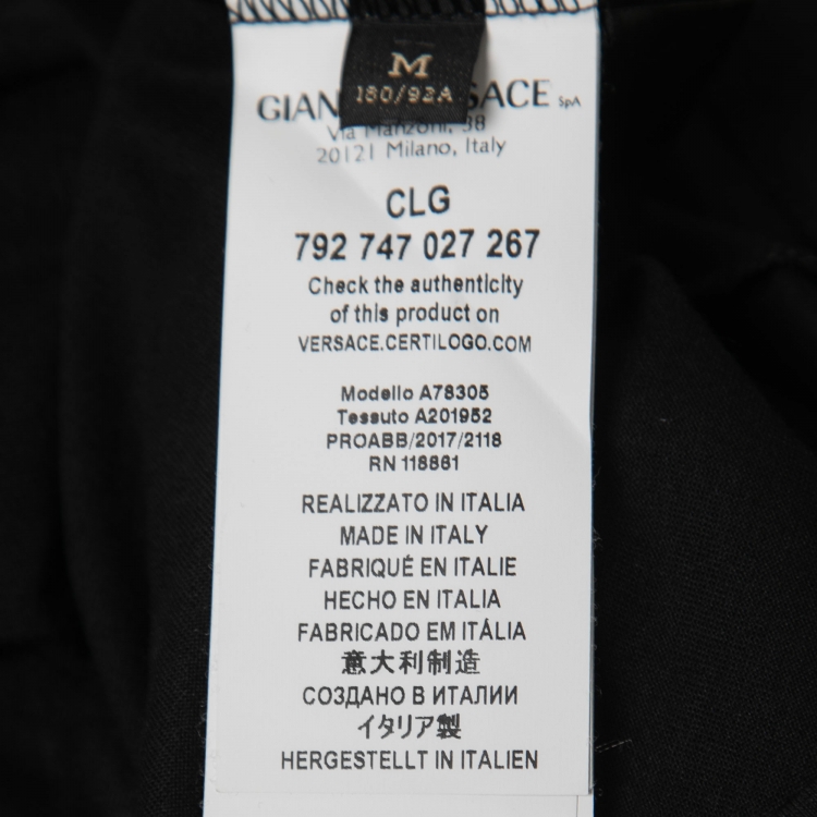 Pre Owned Versace Black Cotton Medusa Embellished Short Sleeve T-Shirt M