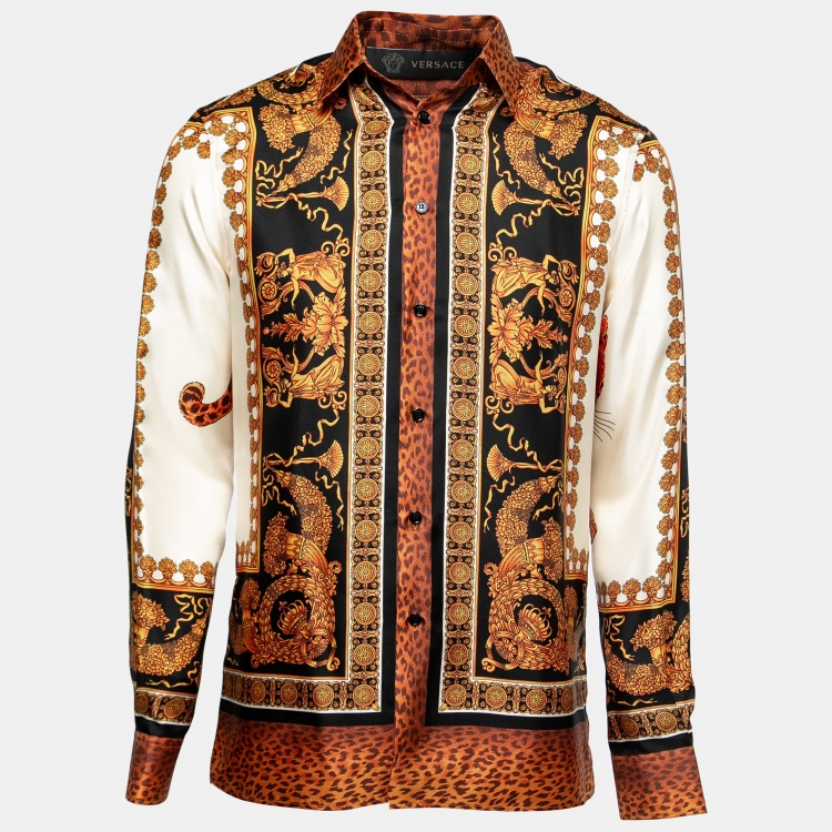 Versace Yellow Baroque Printed Silk Twill Shirt S Versace | The Luxury  Closet