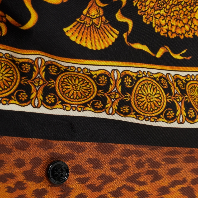 Pre Owned Versace Yellow Baroque Printed Silk Shirt S