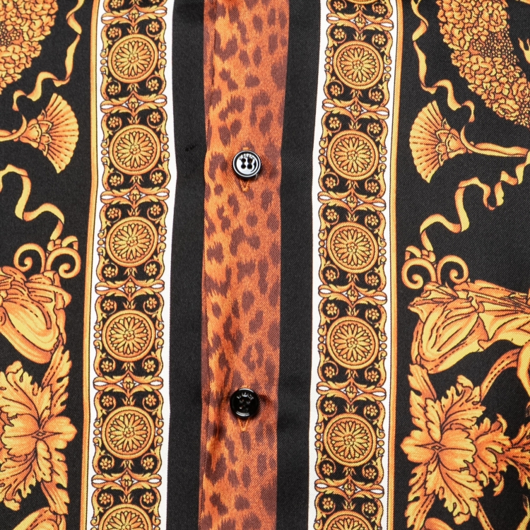Pre Owned Versace Yellow Baroque Printed Silk Shirt S
