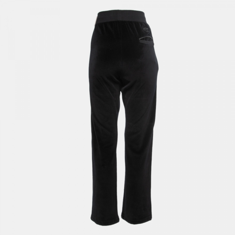 Pre Owned Versace Black Velour Drawstring Pants S