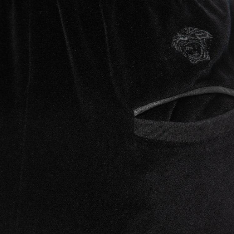 Pre Owned Versace Black Velour Drawstring Pants S