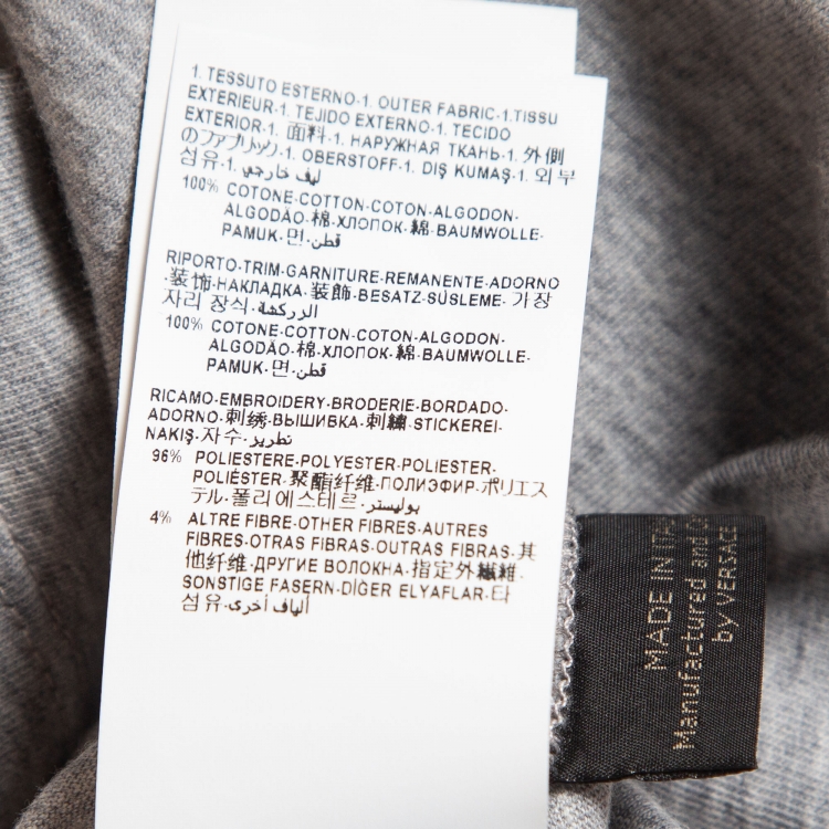Pre Owned Versace Grey Cotton Logo-Embroidered T-Shirt M