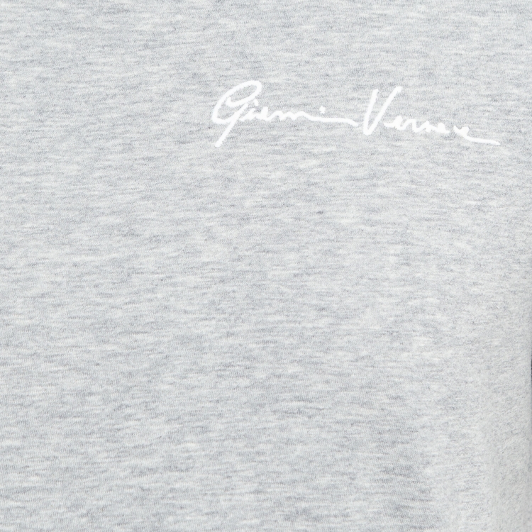 Pre Owned Versace Grey Cotton Logo-Embroidered T-Shirt M