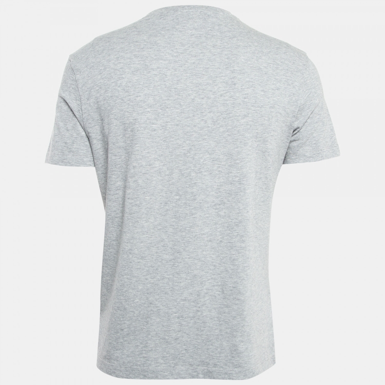 Pre Owned Versace Grey Cotton Logo-Embroidered T-Shirt M