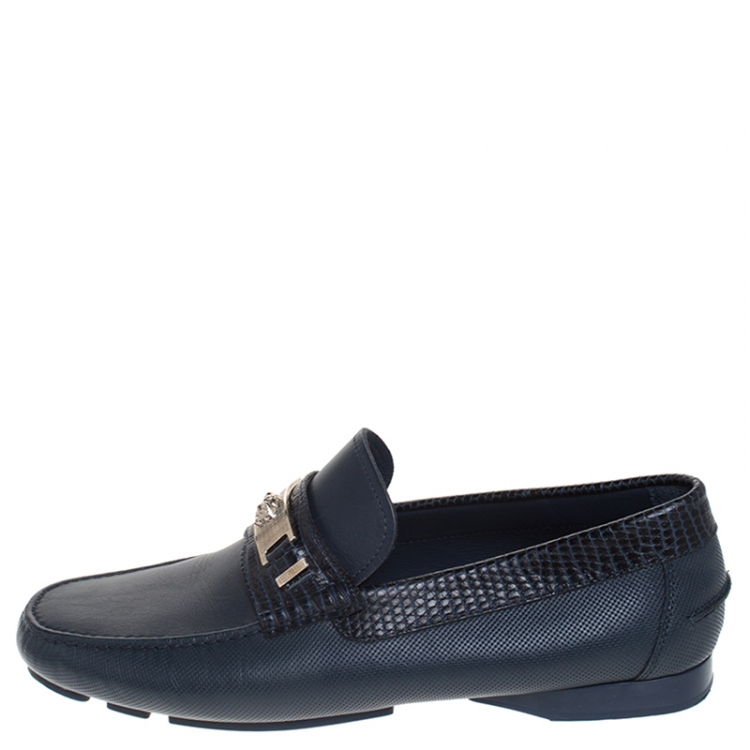 navy blue versace loafers