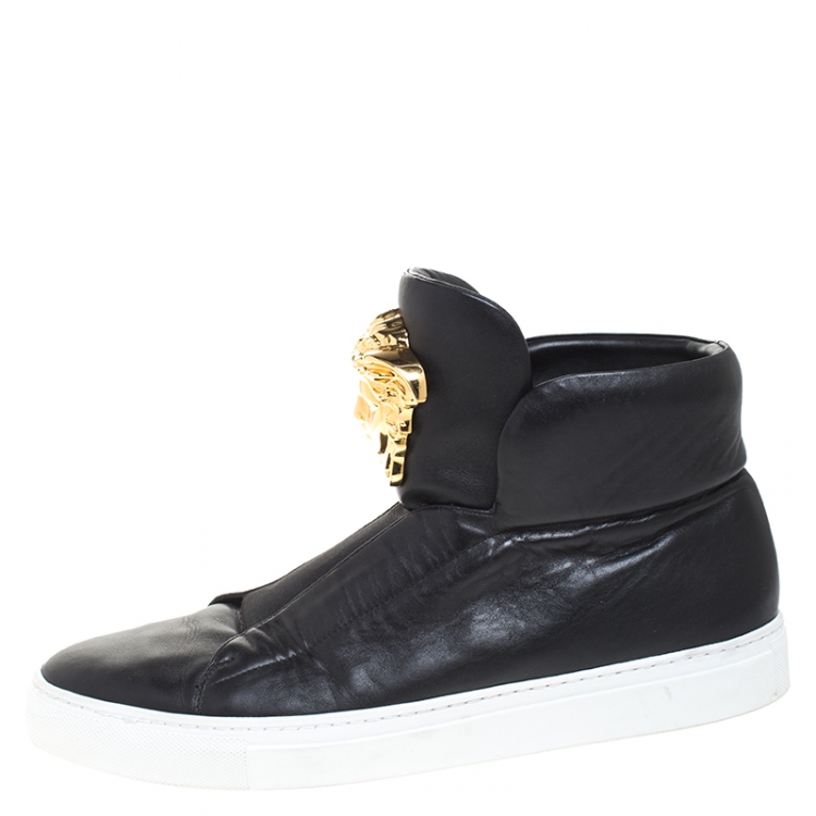 versace black leather sneakers
