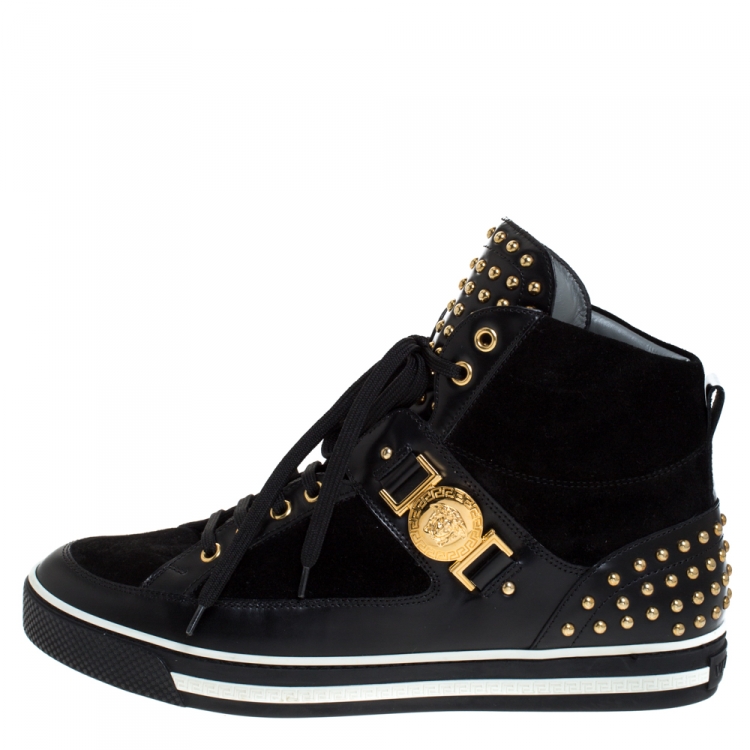 Black Suede Studded Medusa High Sneakers Size 43 Versace | TLC