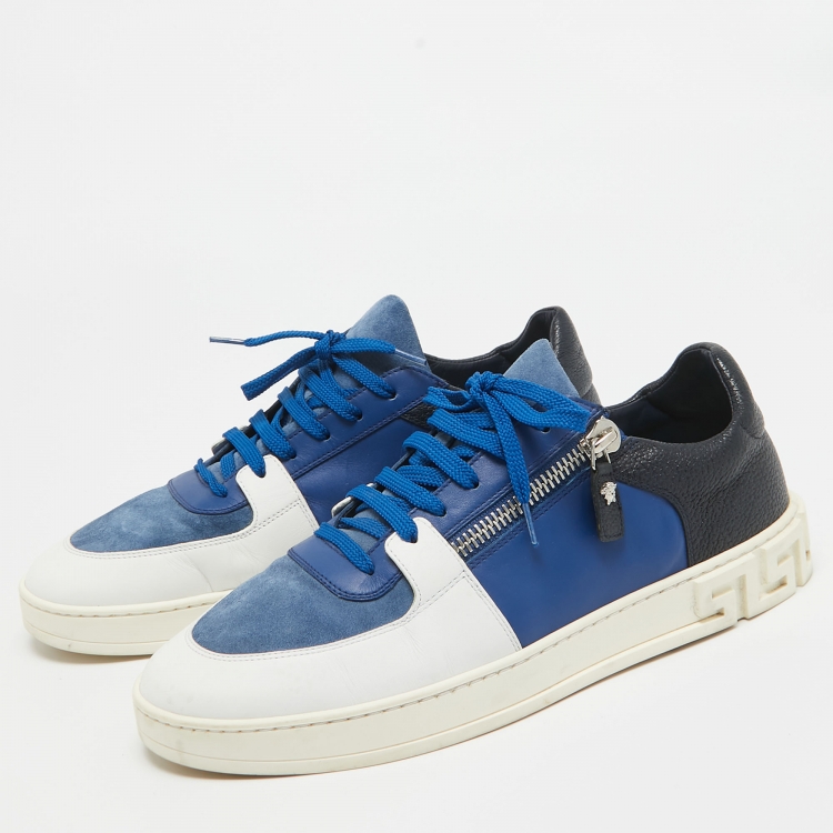 Pre Owned Versace Tricolor Leather Low Top Sneakers Size 44